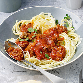 Spaghetti Bolognese mit Speck