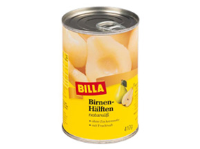 BILLA Birnen Hälften natursüß<br /><br /><br />